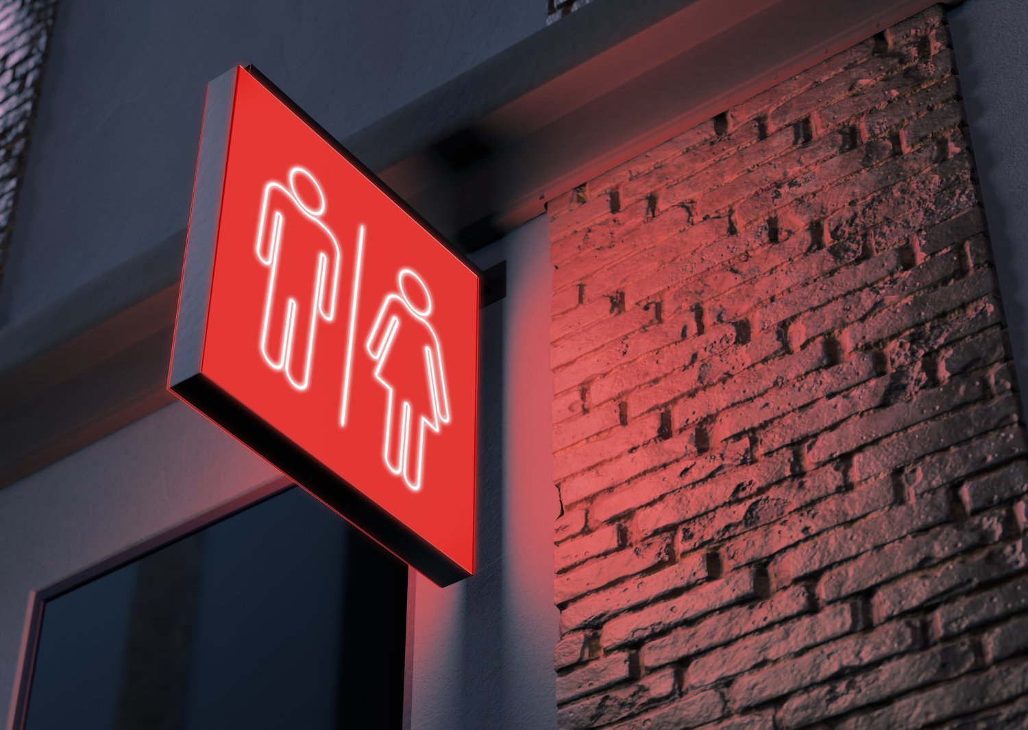 Illuminated light box sign on brick wall — Khaleej Neon