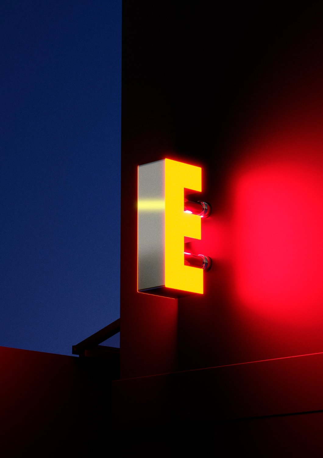 Individual LED letter E sign on building — Khaleej Neon
